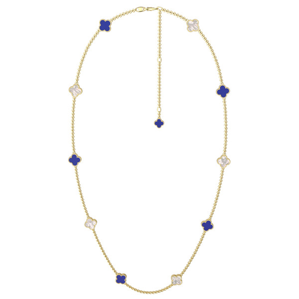 Колье из лимонного золота c лазуритом и перламутром