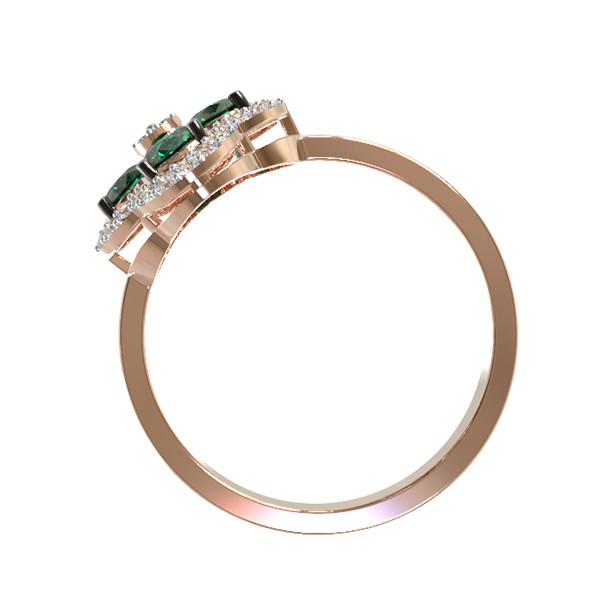 Кольцо из золота c бриллиантами и изумрудом