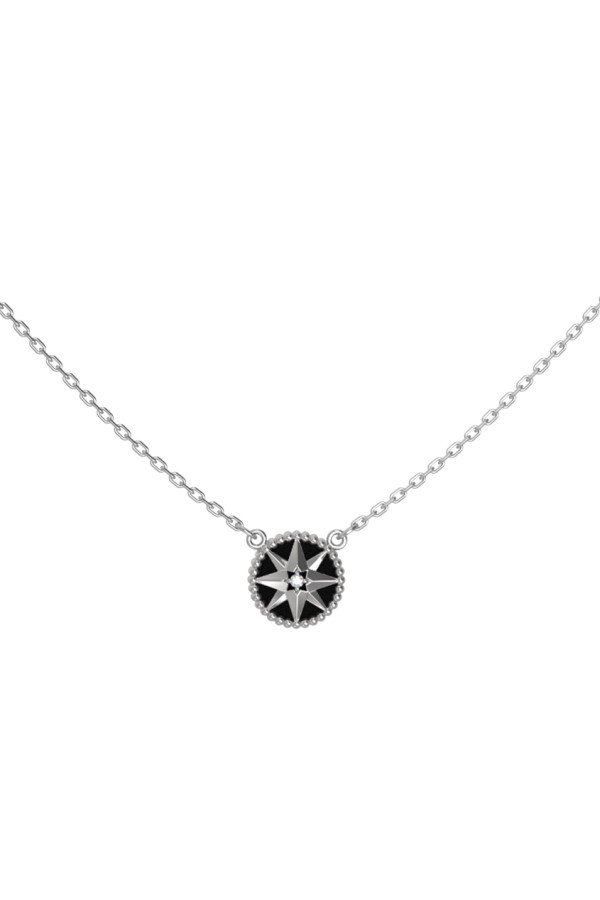 Колье из белого золота c бриллиантами и ониксом