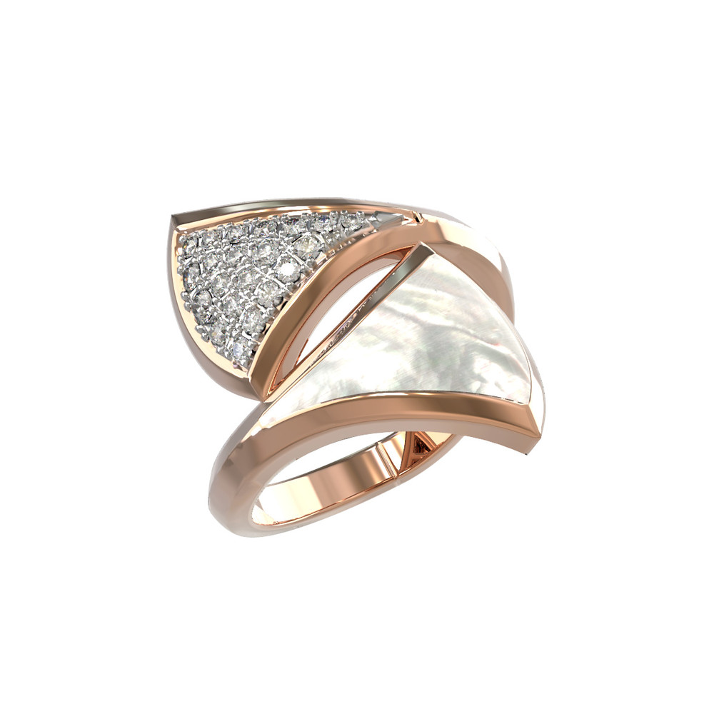 Кольцо из золота c бриллиантами и перламутром