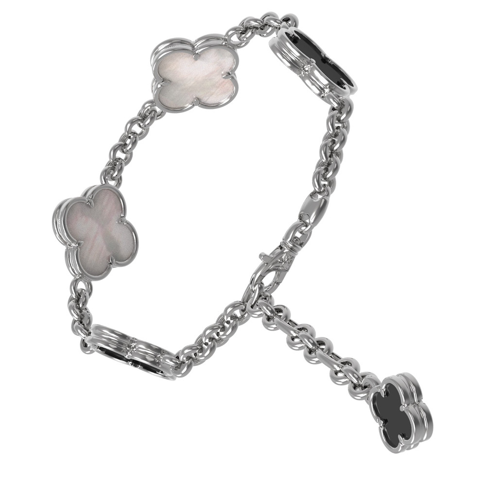 Браслет из белого золота c ониксом и перламутром