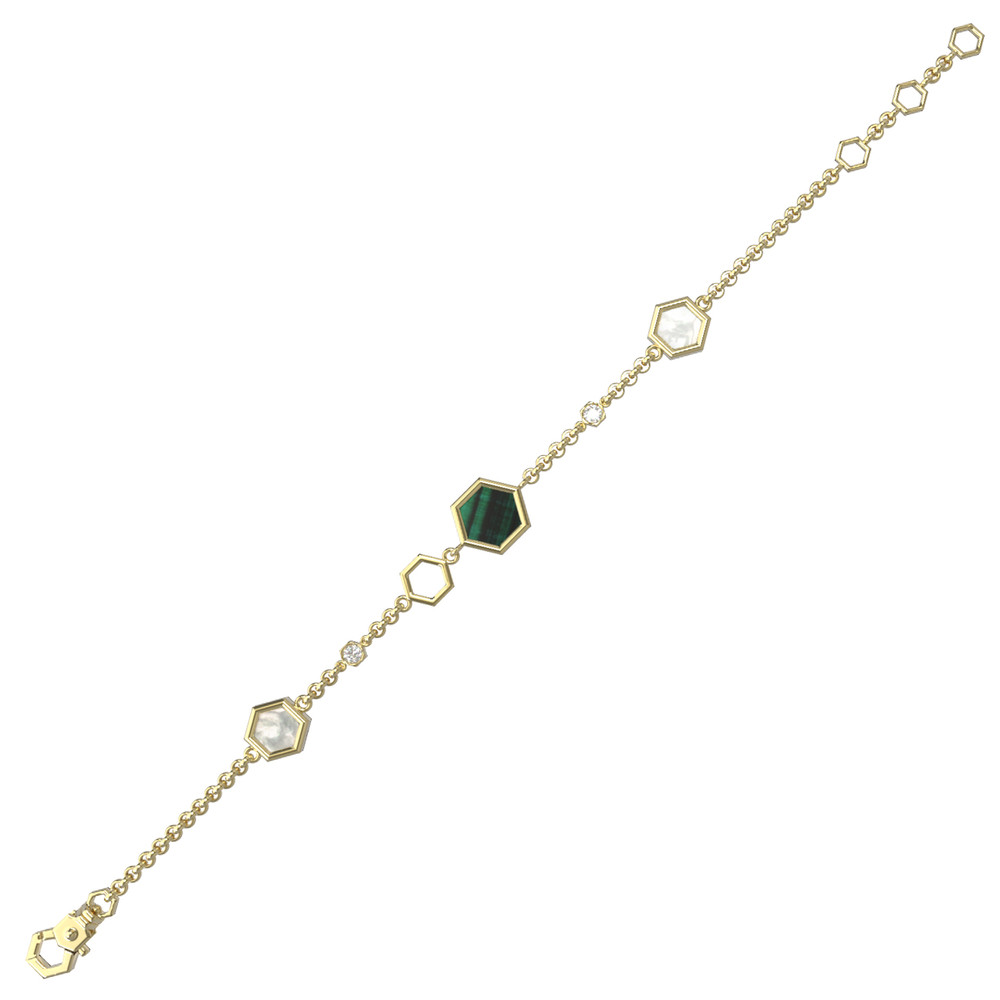 Браслет из лимонного золота c бриллиантами, малахитом и перламутром