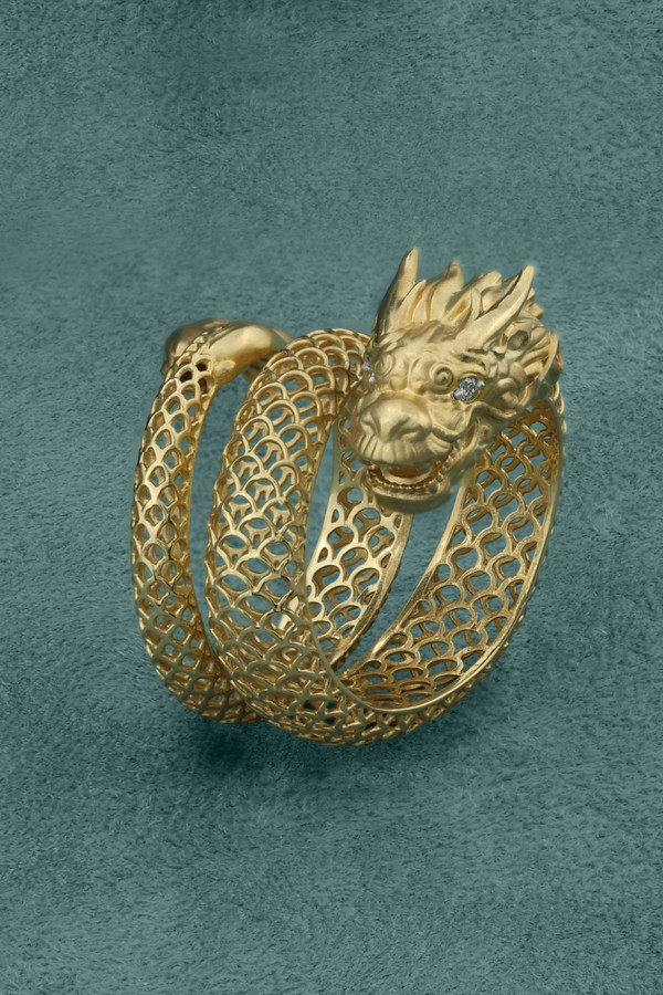 Кольцо из лимонного золота c бриллиантами