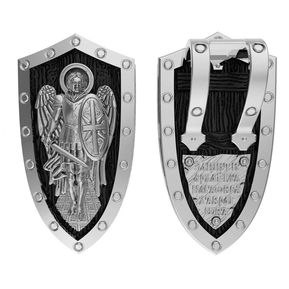 Образок из белого золота c эбеновым деревом