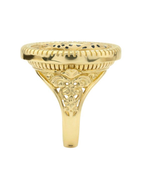 Кольцо из лимонного золота c эмаль