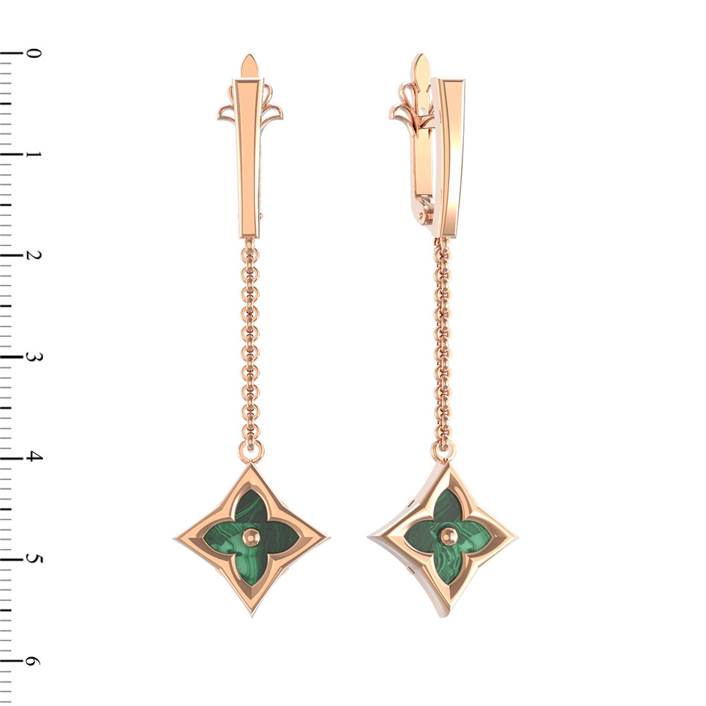 Серьги из золота c малахитом