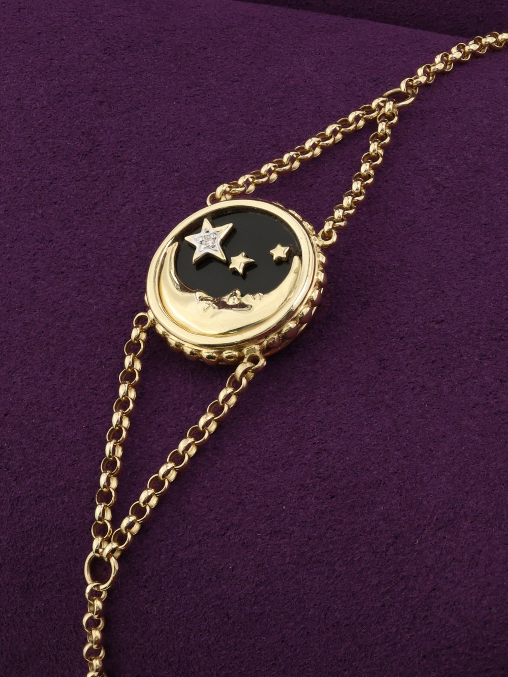 Браслет из лимонного золота c бриллиантами, ониксом и перламутром