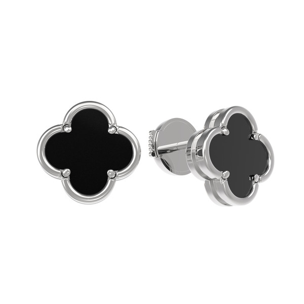 Серьги из белого золота c ониксом