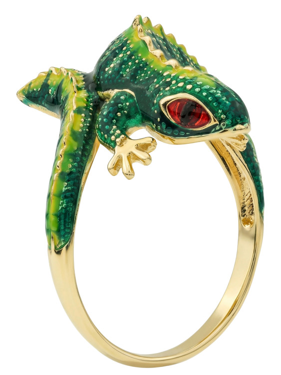 Кольцо из лимонного золота c эмалью