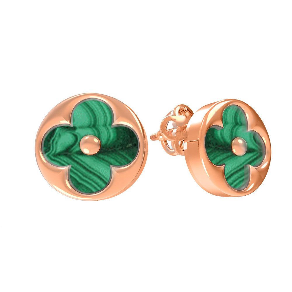 Серьги из золота c малахитом