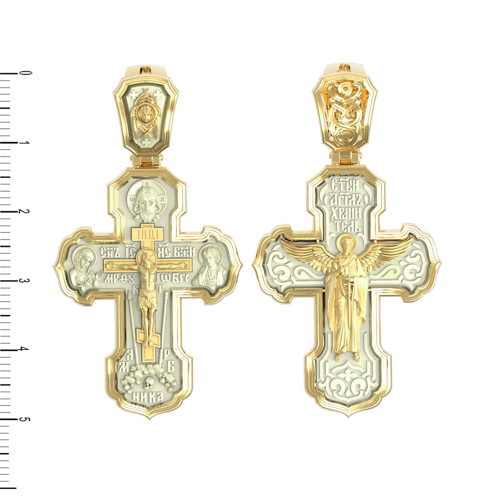 Крест из лимонного золота c бивнем мамонта