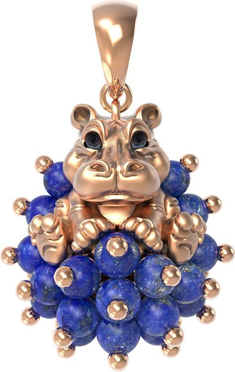 Подвеска из золота c эмаль и лазуритом