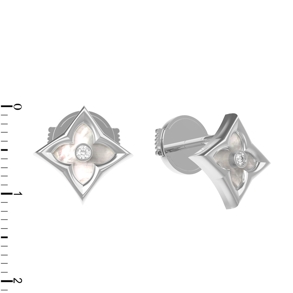 Серьги из белого золота c бриллиантами и перламутром