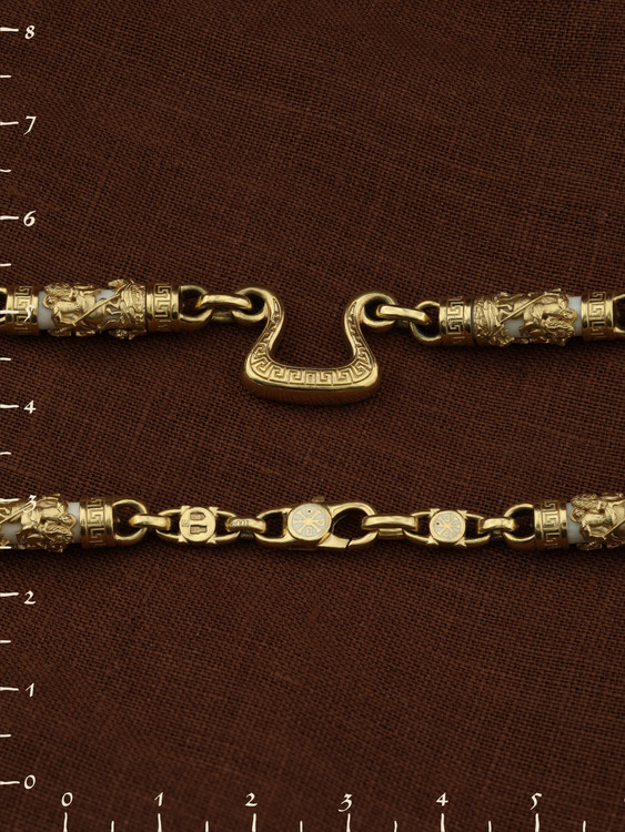 Цепь из лимонного золота c эмаль и бивнем мамонта