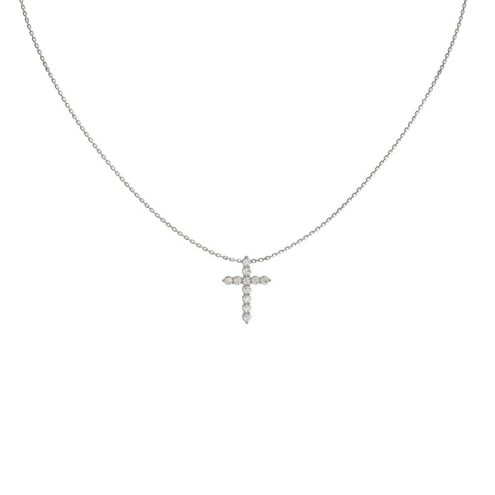 Крест из белого золота c бриллиантами