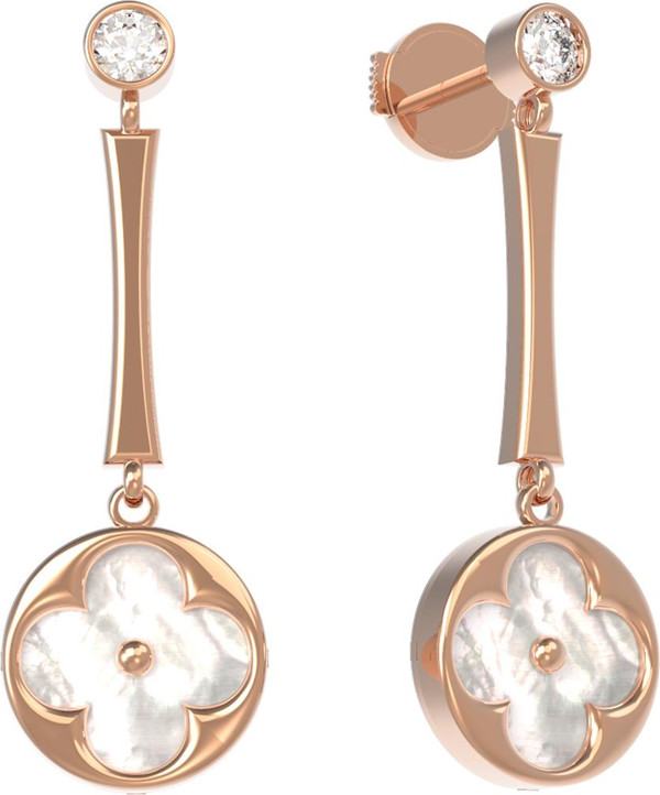 Серьги из золота c фианитом и перламутром