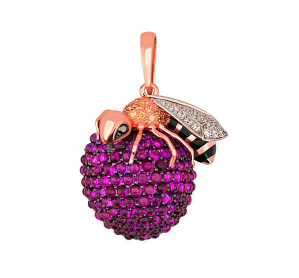 Подвеска из золота c эмаль и фианитом