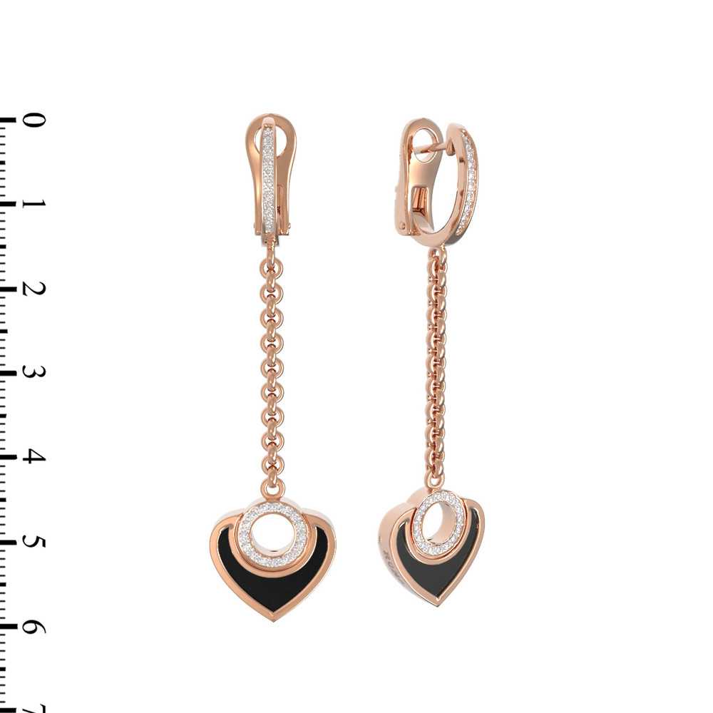 Серьги из золота c бриллиантами и ониксом