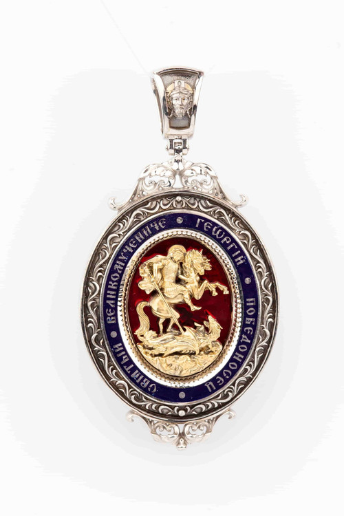 Образок из белого золота c эмалью