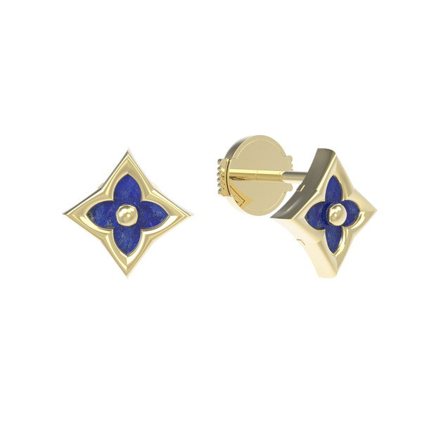 Серьги из лимонного золота c лазуритом