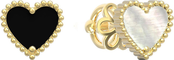 Серьги из лимонного золота c ониксом и перламутром