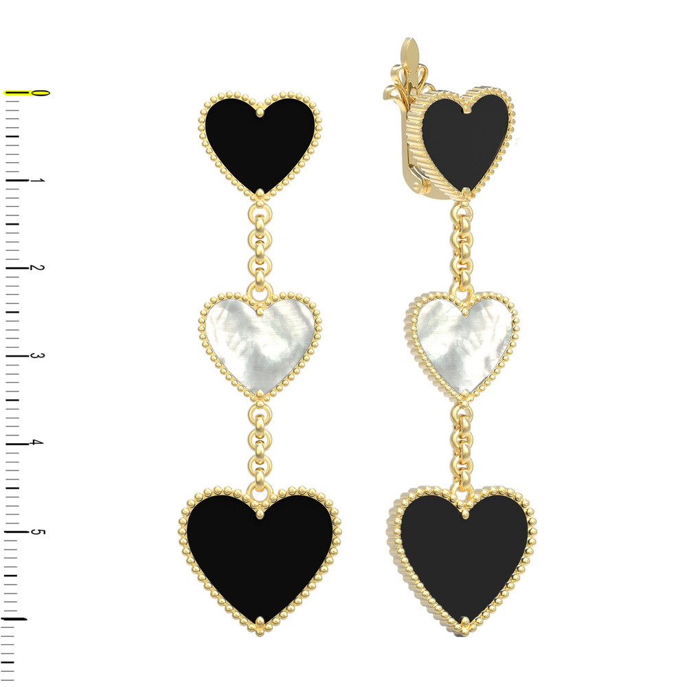 Серьги из лимонного золота c ониксом и перламутром