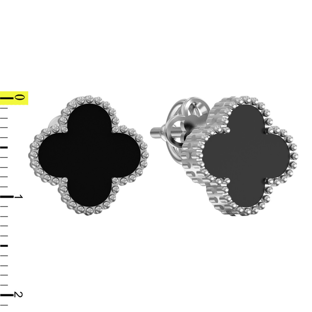 Серьги из белого золота c ониксом