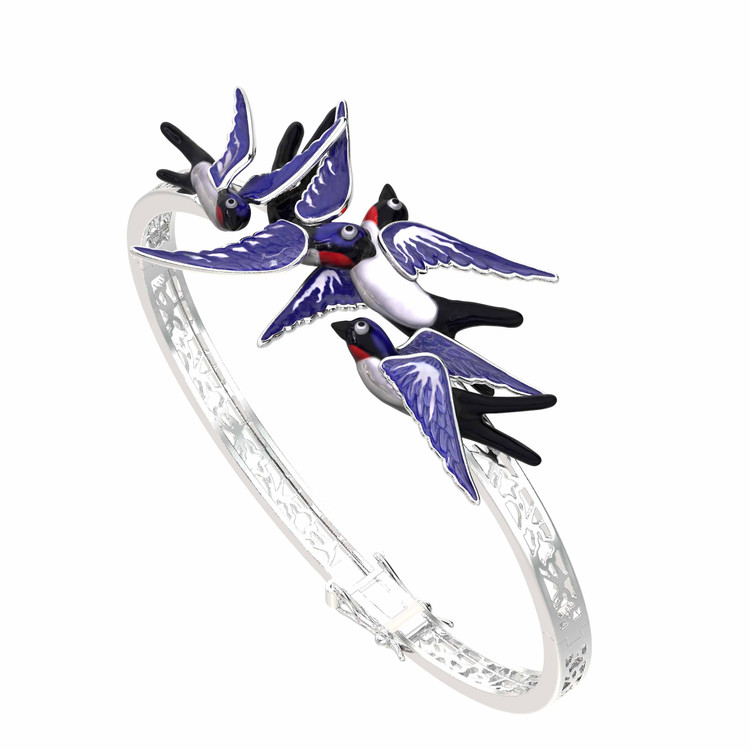 Браслет из белого золота c эмалью