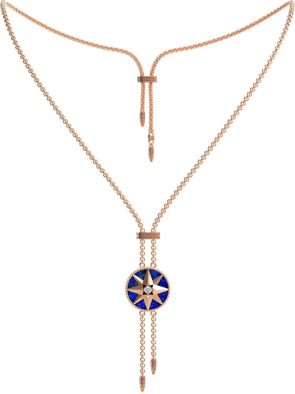 Колье из золота c фианитом, лазуритом и перламутром