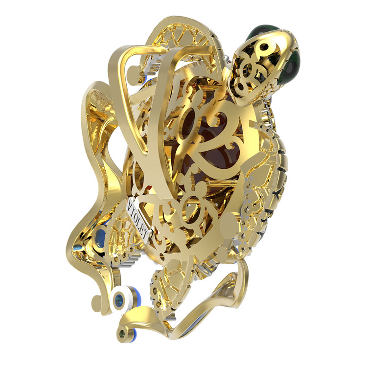 Подвеска из лимонного золота c эмалью, фианитом, гранатом и янтарём