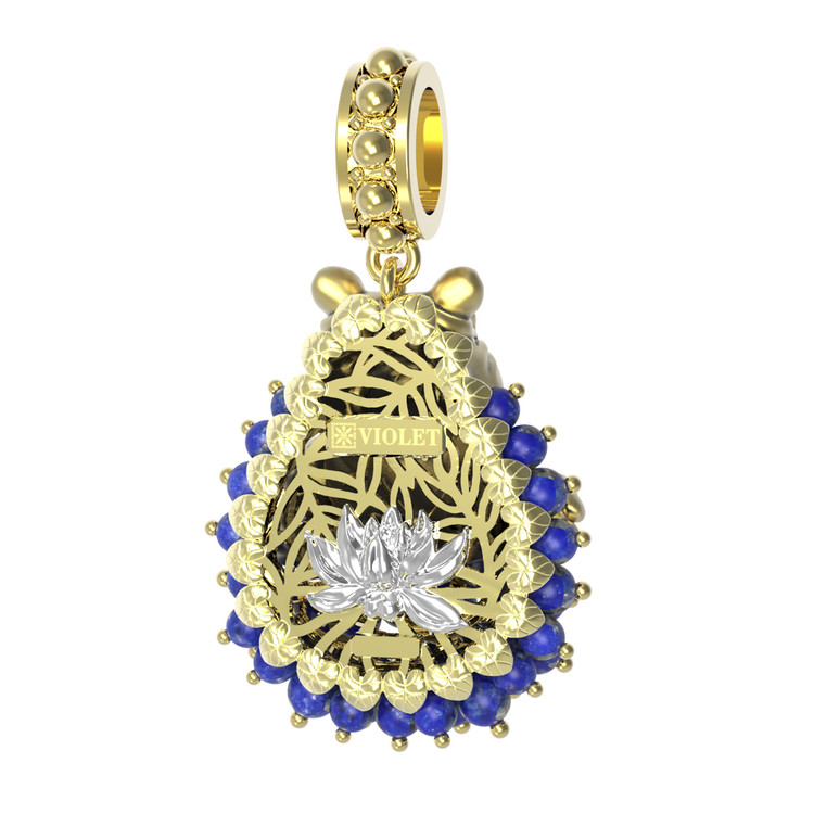 Подвеска из лимонного золота c эмаль и лазуритом