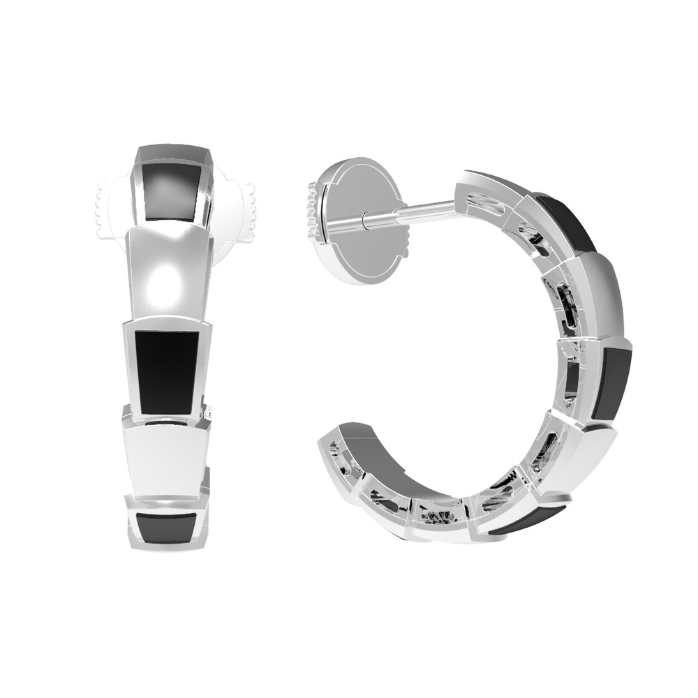 Серьги из белого золота c ониксом