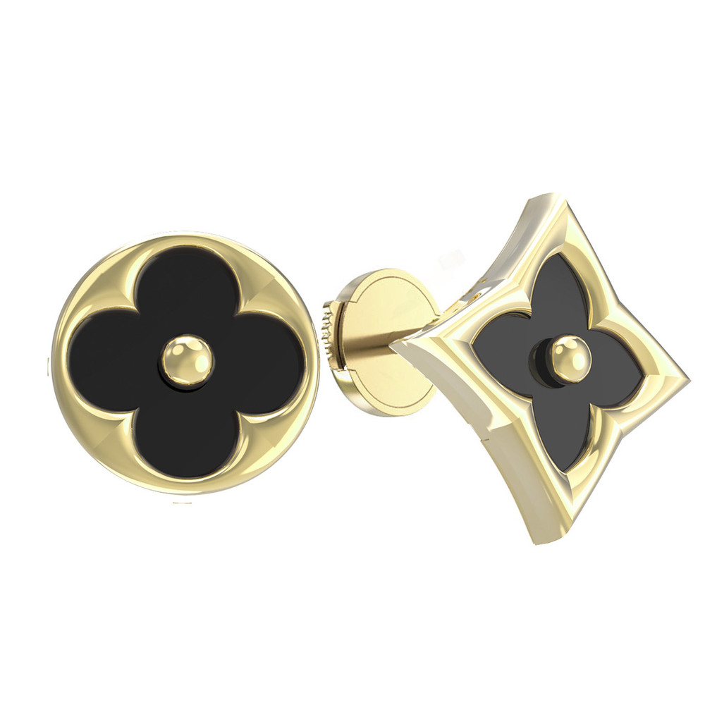 Серьги из лимонного золота c ониксом