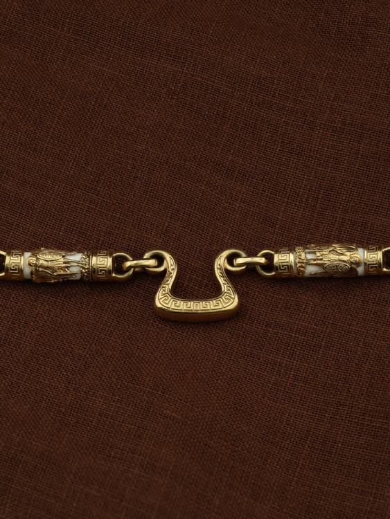 Цепь из лимонного золота c эмаль и бивнем мамонта