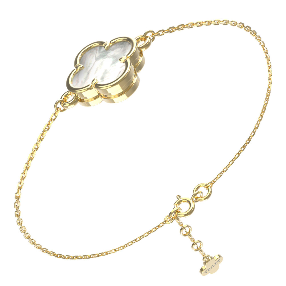 Браслет из лимонного золота c перламутром