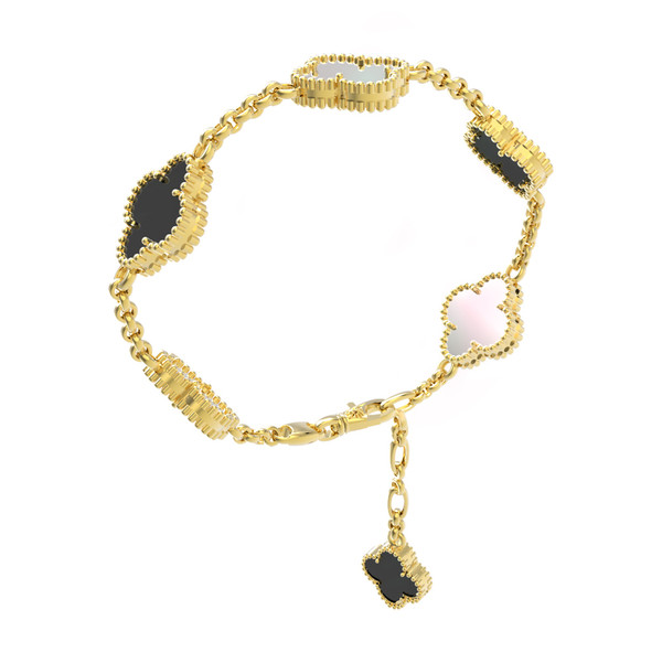 Браслет из лимонного золота c ониксом и перламутром