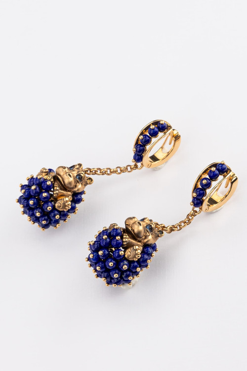 Серьги из золота c эмаль и лазуритом