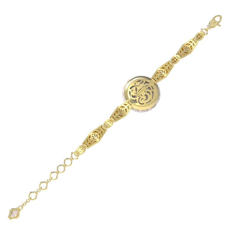 Браслет из лимонного золота c эмаль и перламутром