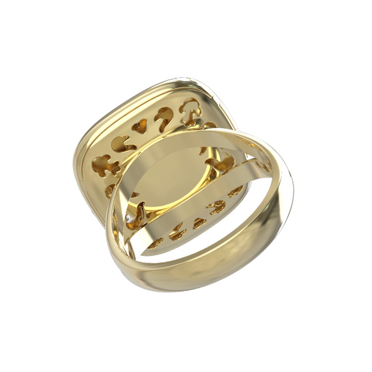 Кольцо из лимонного золота c бриллиантами и перламутром