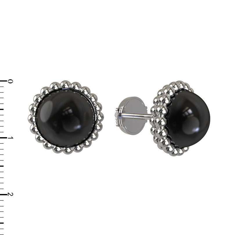 Серьги из белого золота c ониксом