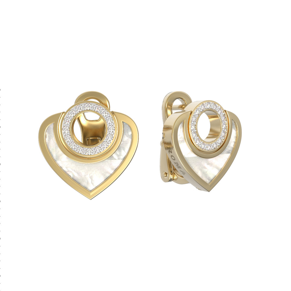 Серьги из лимонного золота c бриллиантами и перламутром