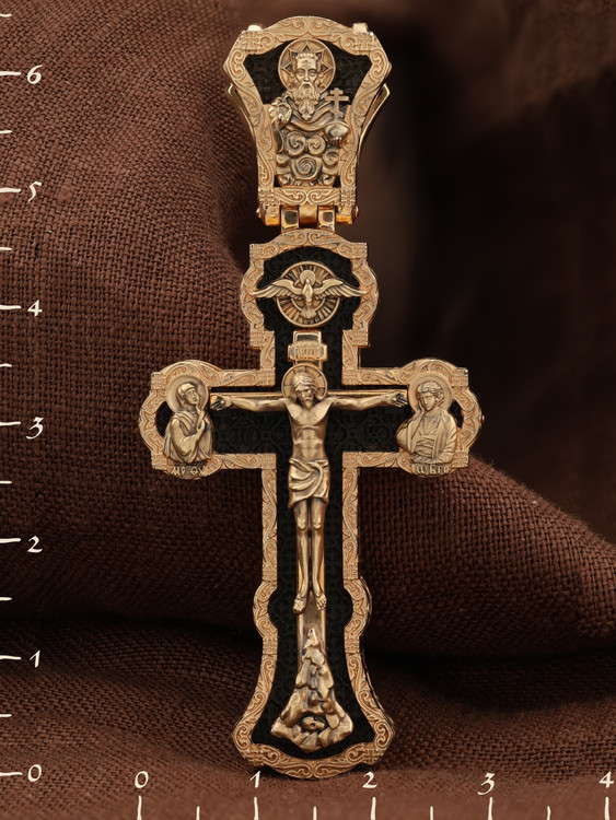 Крест из золота c эбеновым деревом