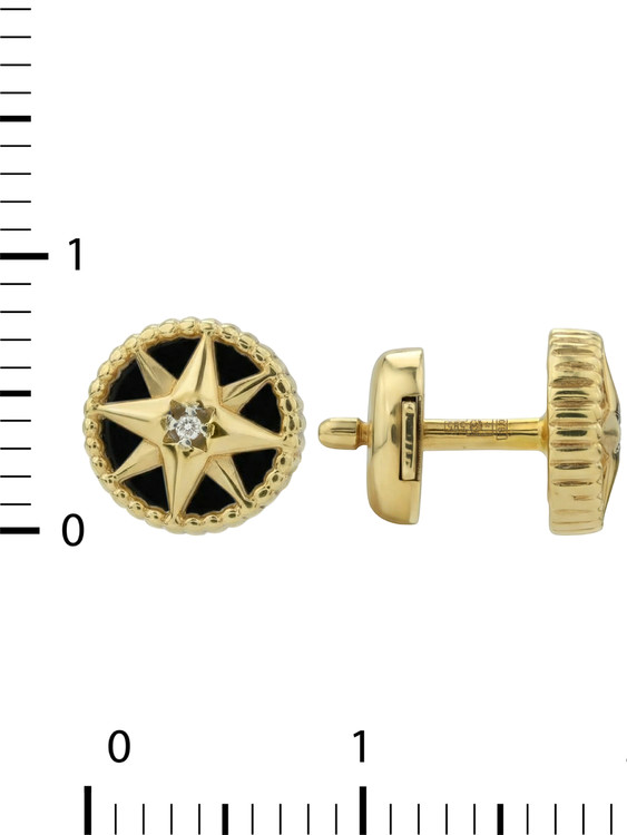 Серьги из лимонного золота c бриллиантами и ониксом