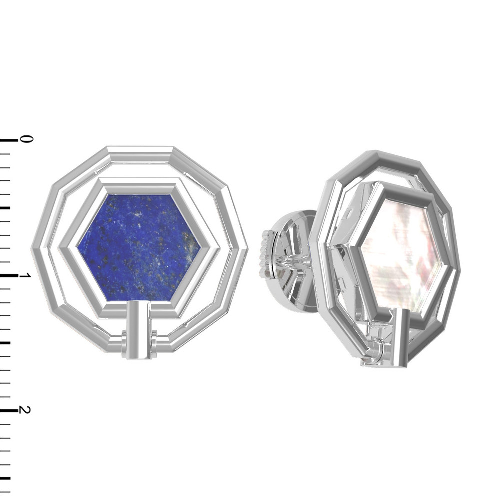Серьги из белого золота c лазуритом и перламутром