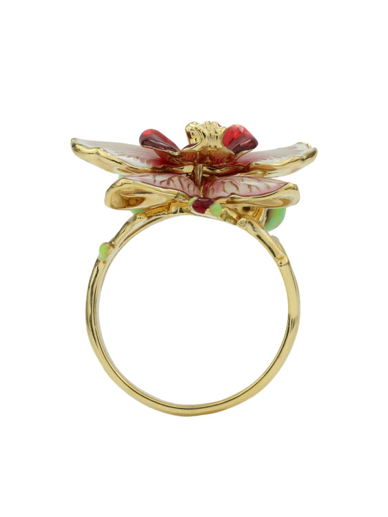 Кольцо из лимонного золота c эмаль