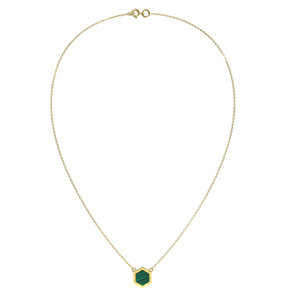 Колье из лимонного золота c малахитом
