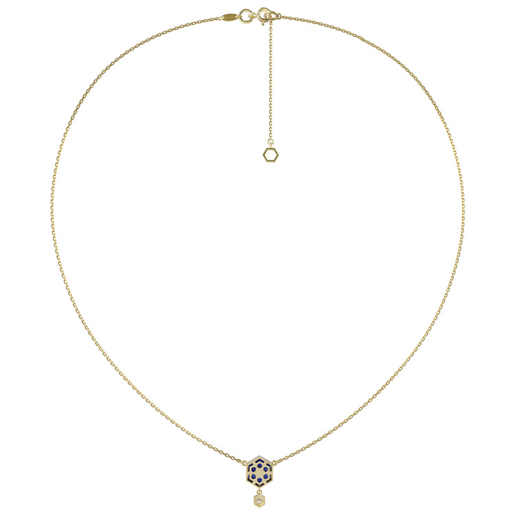 Колье из лимонного золота c бриллиантами и лазуритом