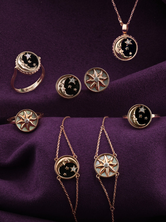 Кольцо из золота c бриллиантами и перламутром