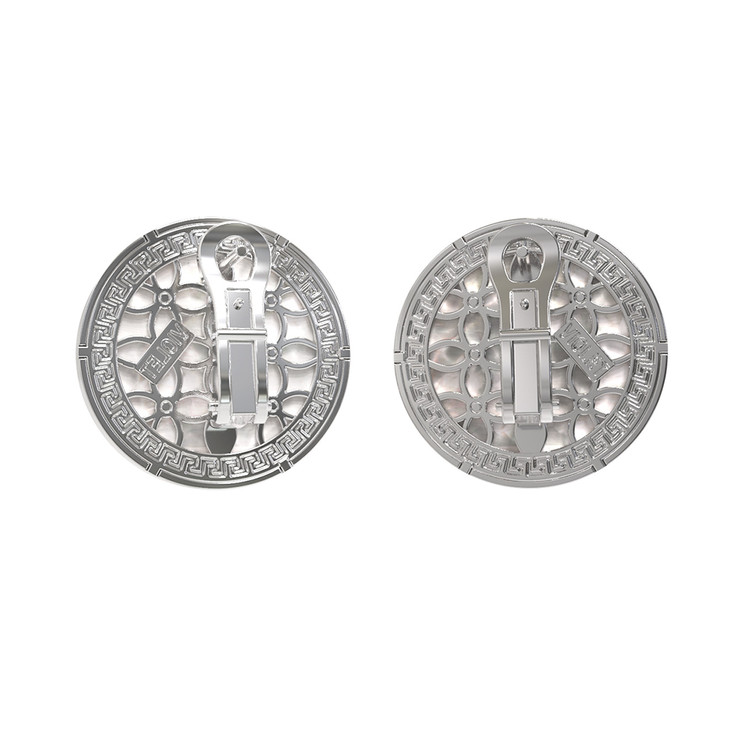 Серьги из белого золота c эмалью и перламутром