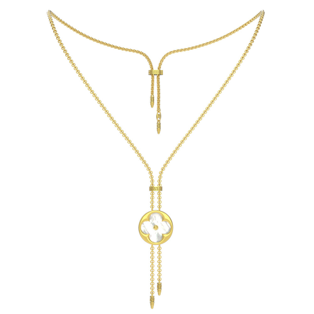 Колье из лимонного золота c тигровым глазом и перламутром